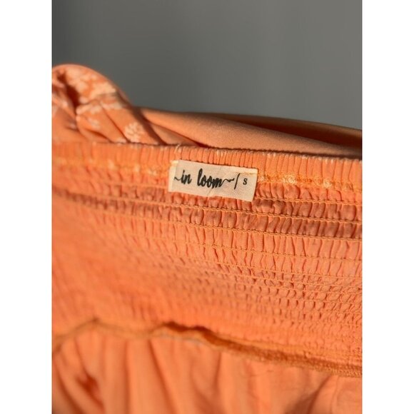 In Loom Woman Size S Floral Peach Sundress Cotton & Rayon Blend Adjustable Strap - Picture 7 of 9